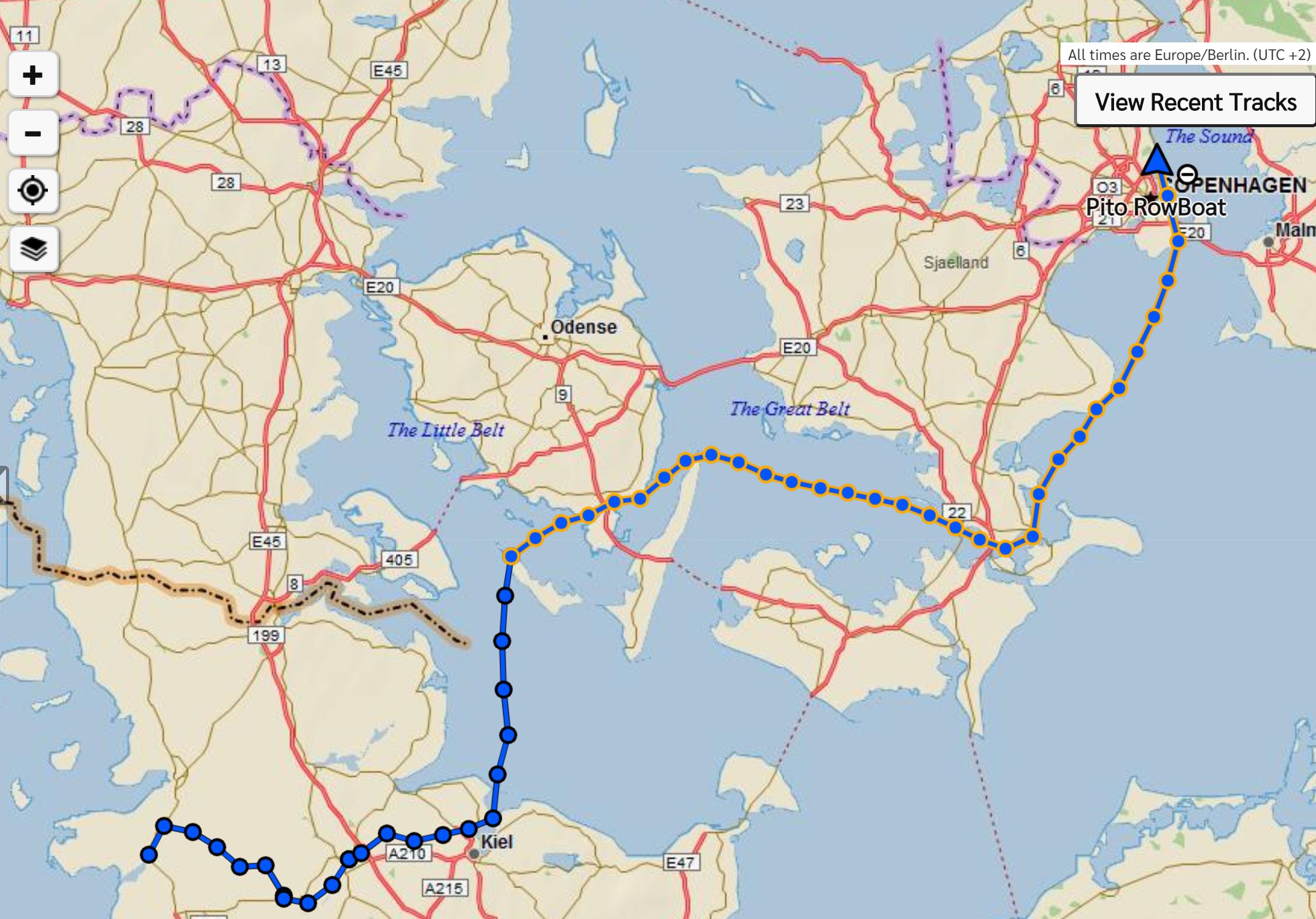 Detailed route in Denmark for Reverse Viking Row